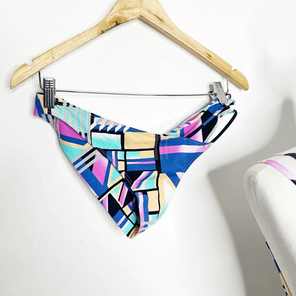 KOPPER & ZINK block party bikini sexy low rise tiny retro top small bottom M